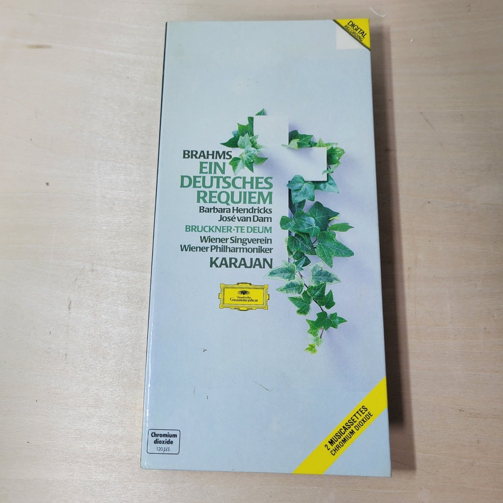 Brahms Ein Deutsches Requiem Bruckner Te‎ Deum Karajan 2 Musicassettes Cassette
